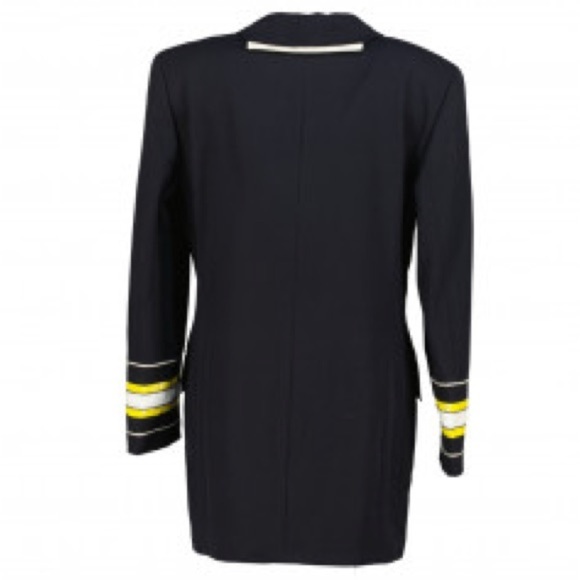 Escada by Margaretha Ley Vintage 80s Nautical Wool Blazer sequin cuffs Black - Picture 2 of 11